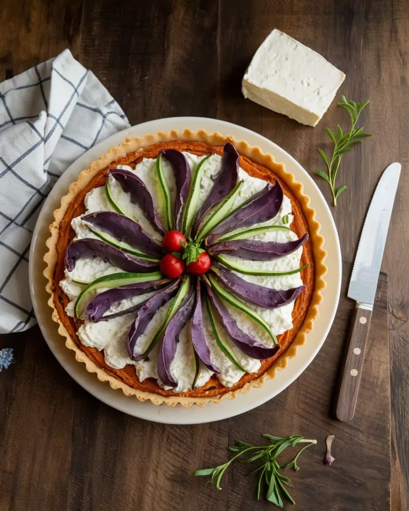 Tarte aux poireaux végétarienne avec fromage de chèvre