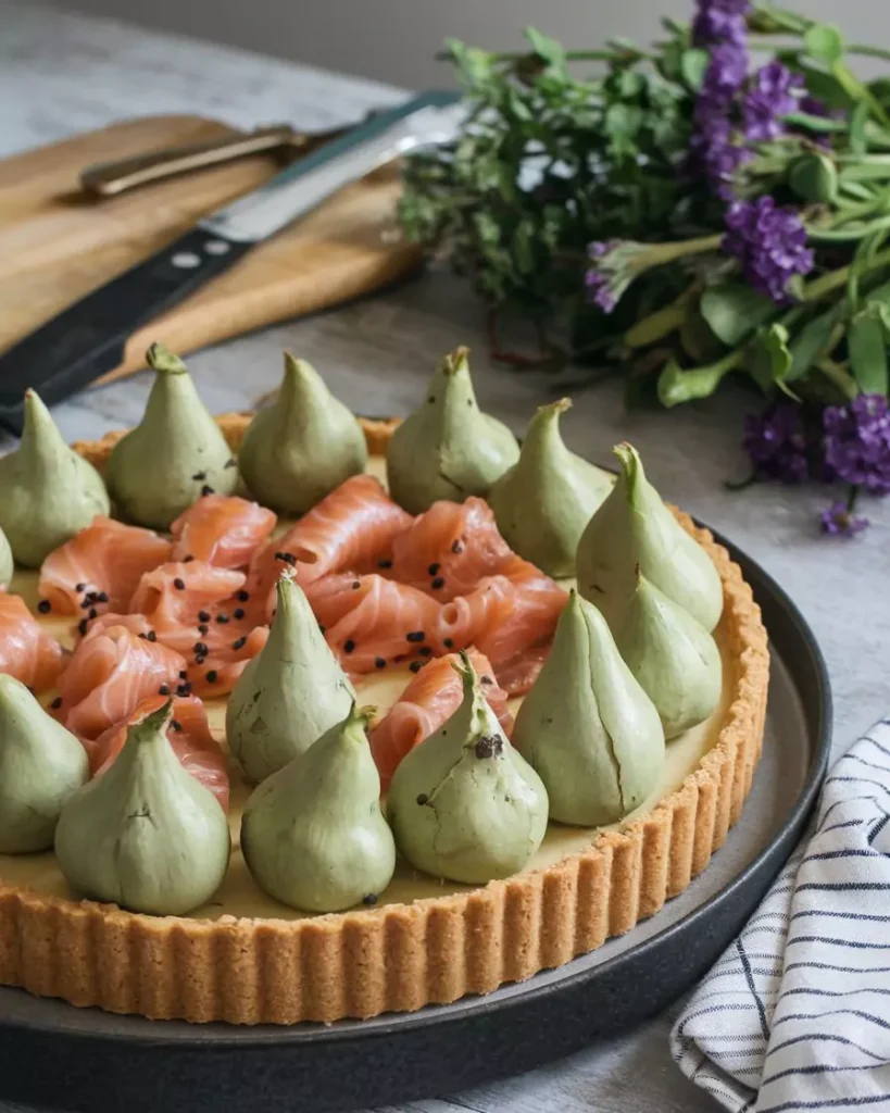 Tarte aux poireaux et saumon fumé