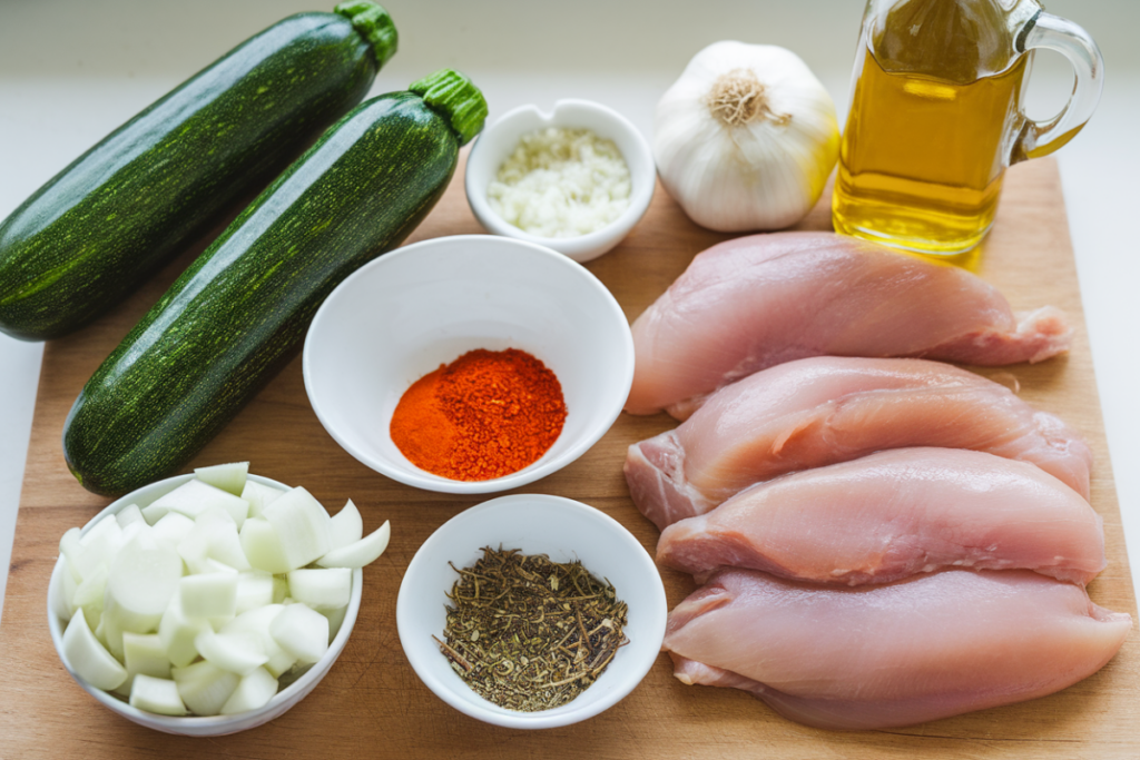 Ingrédients pour la Recette Courgette Poulet