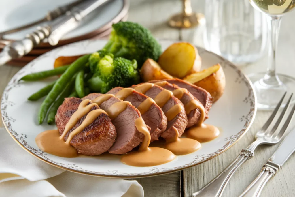 Les aiguillettes de canard à la crème fraîche