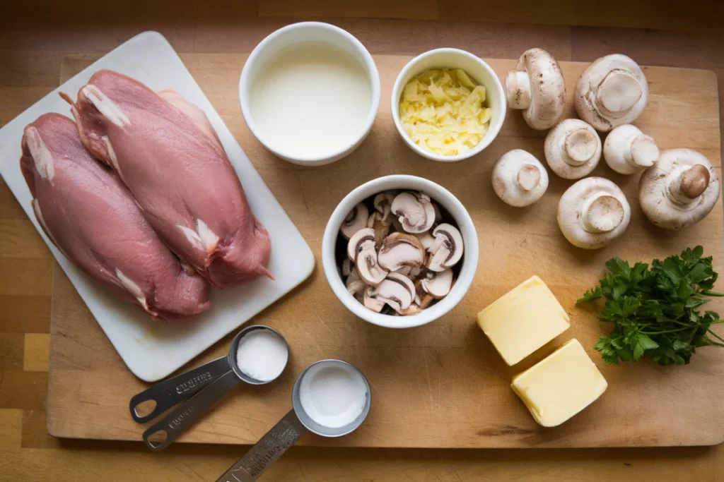 Ingrédients nécessaires pour la recette d’aiguillettes de canard à la crème fraîche