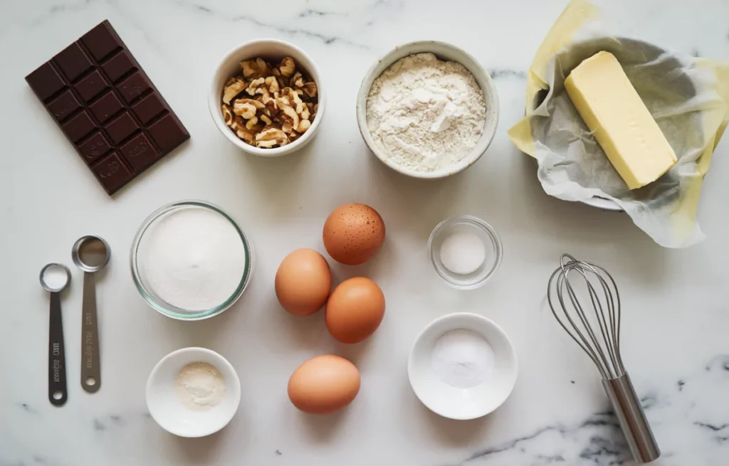 Les ingrédients d'un Gâteau au Chocolat aux Noix  et leurs bienfaits