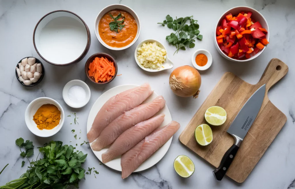 Ingrédients Mijoté de Poisson au Curry et Lait de Coco