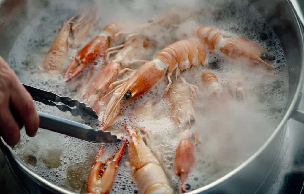 Cuisson des langoustines à l’eau bouillante